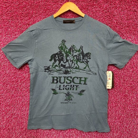 Busch Light Logo Brewed In U.S.A Cowboys Blue T-Shirt Small - Picture 1 of 4